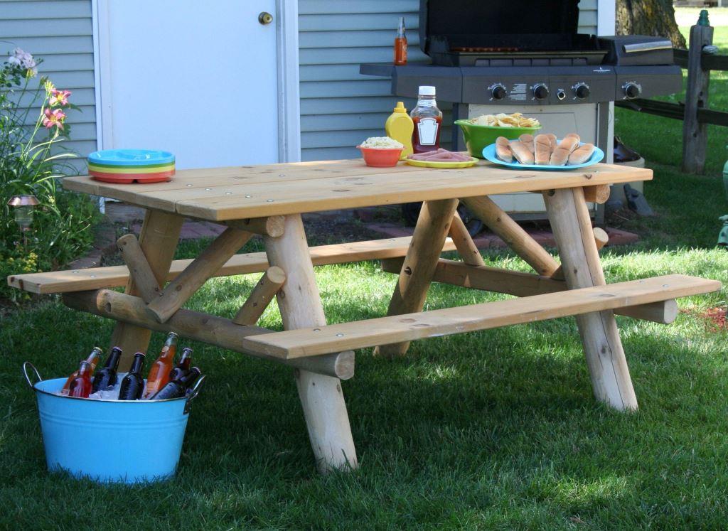 Rustic White Cedar Log Picnic Table with Attached Benches Questions & Answers