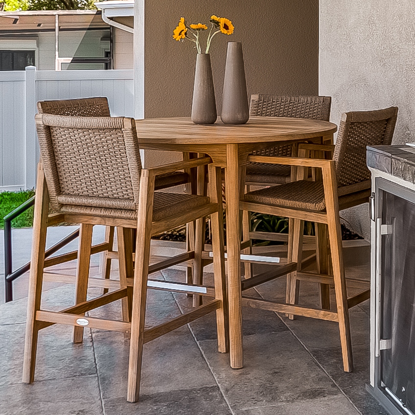 Royal Teak Admiral 5 Piece Round Counter Height Set - Holiday Promo Discount! Questions & Answers