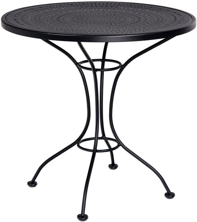 Woodard Wrought Iron 30" Round Patterned Top Bistro Table Questions & Answers