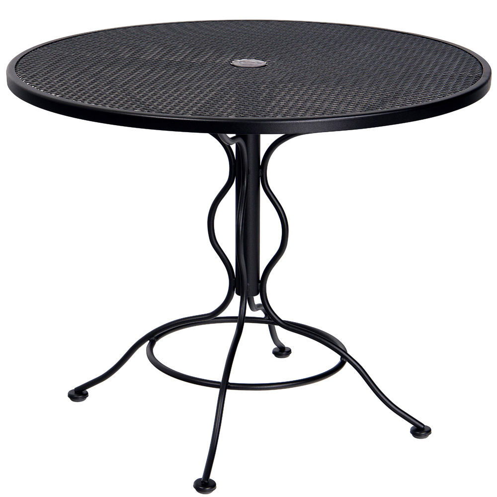 Can you tell me the weight of the 36" round Woodward wrought iron table?