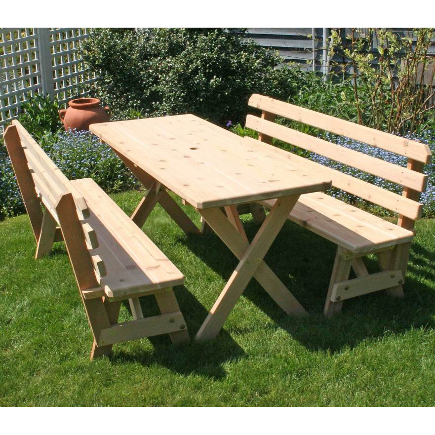 Cedar Cross Legged Picnic Table with Two Backed Benches Kit Questions & Answers