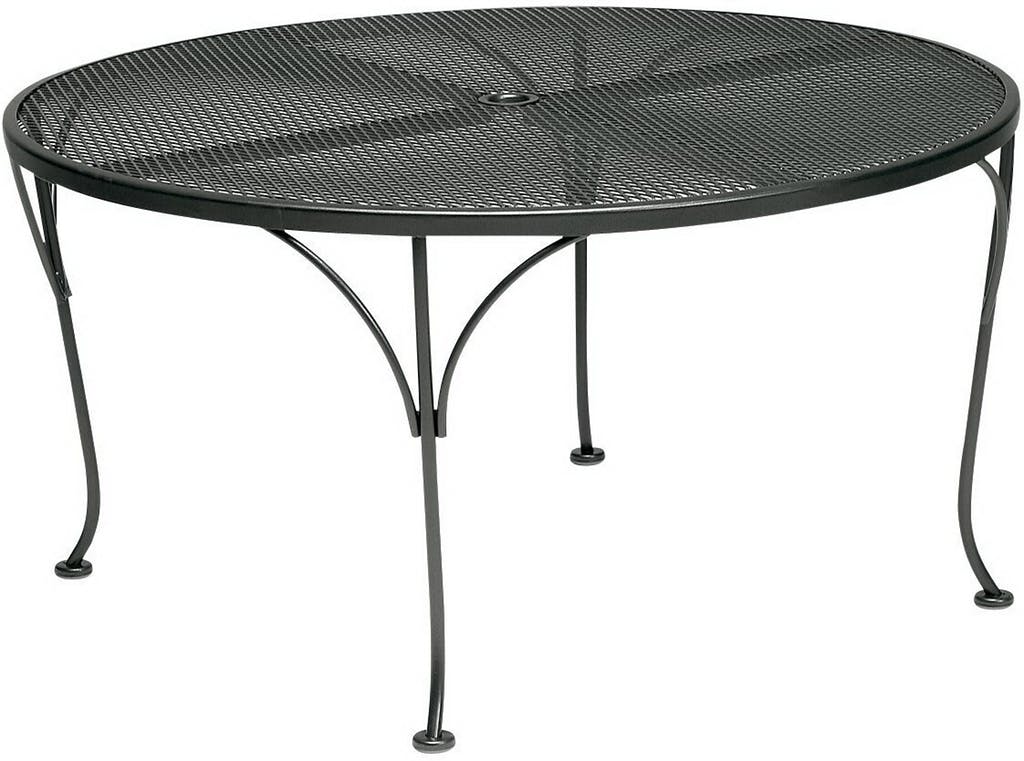 Woodard Wrought Iron Round Decorative Mesh Top Umbrella Coffee Table Questions & Answers