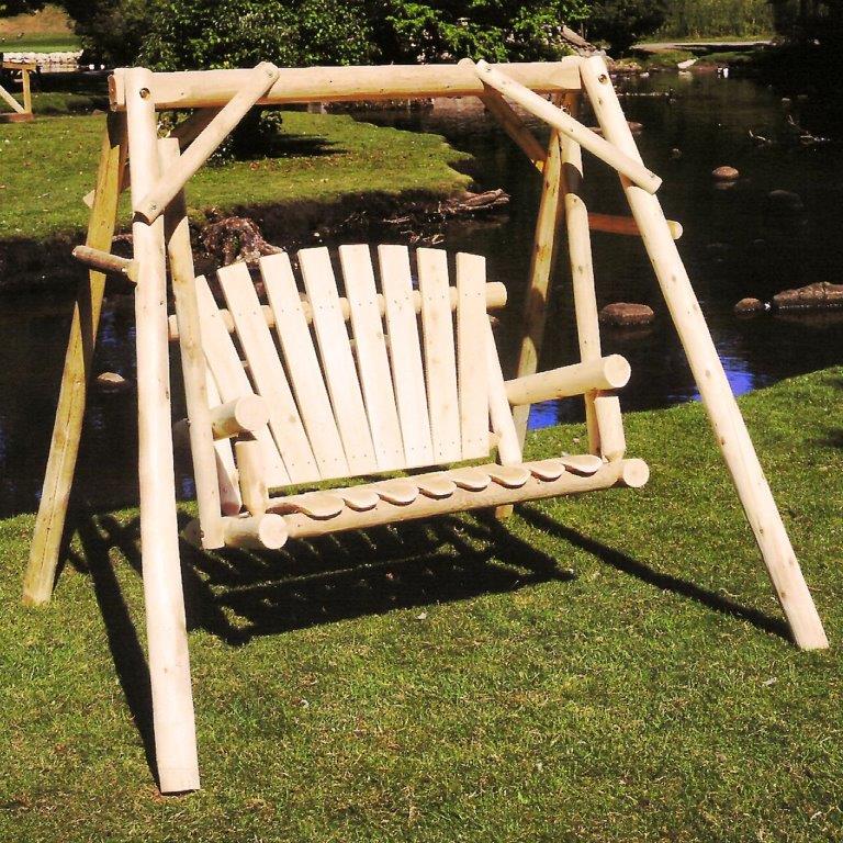 Rustic White Cedar Log Fan Back Swing Set Questions & Answers