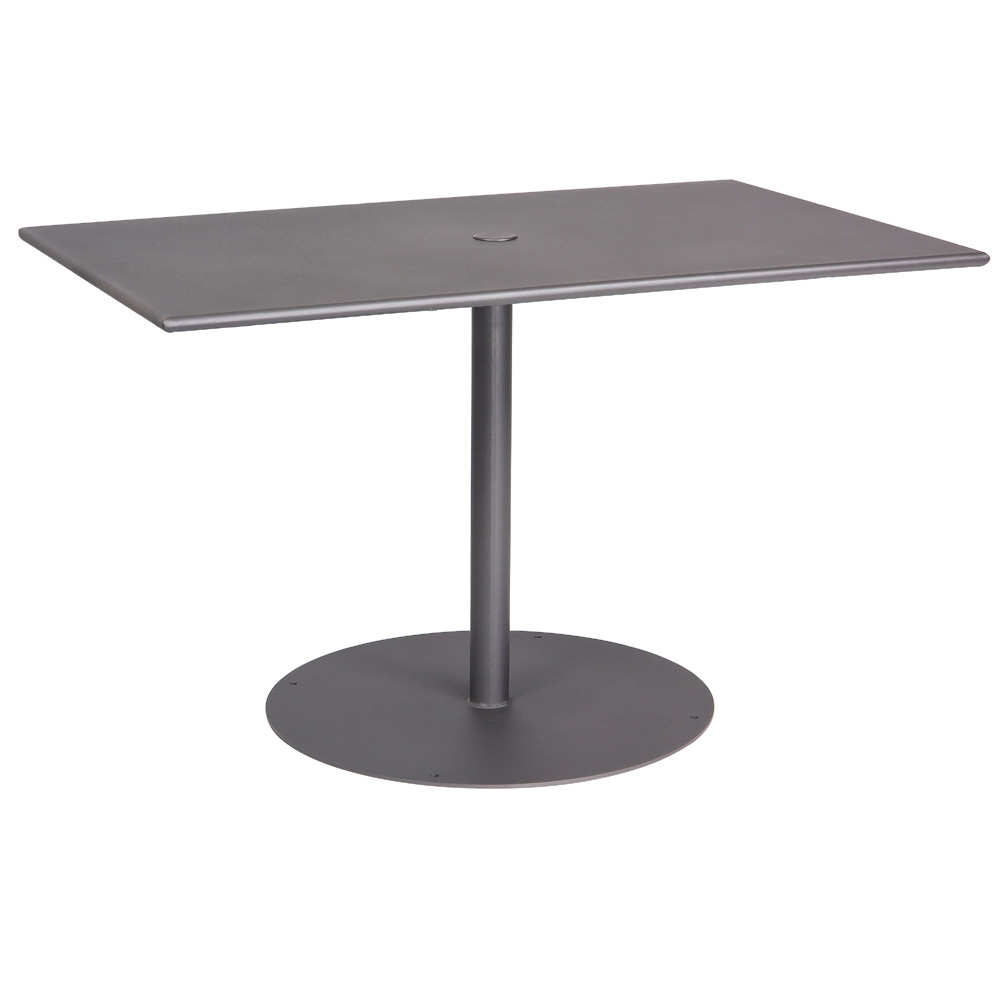 Woodard Wrought Iron Pedestal Solid 48" Rectangular Umbrella Dining Table Questions & Answers