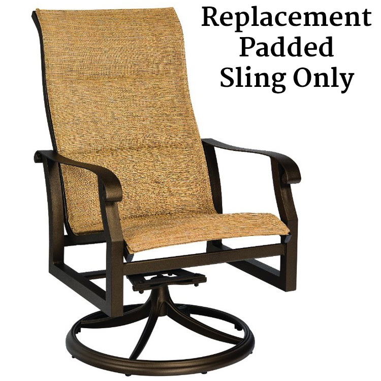 Woodard Cortland Padded Sling High Back Swivel Rocking Dining Arm Chair Replacement Padded Sling Only Questions & Answers