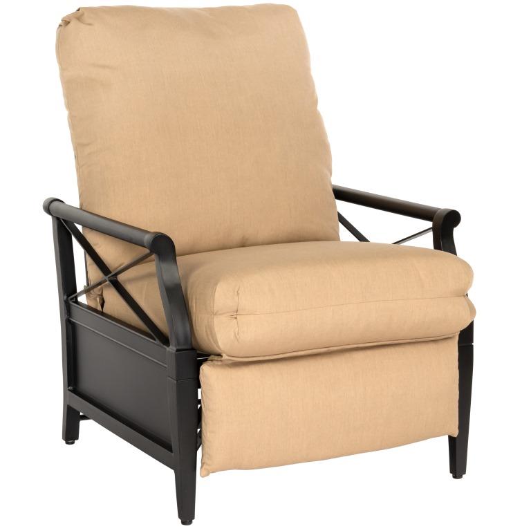 How far does the back recline on the Woodard Adover Recliner?